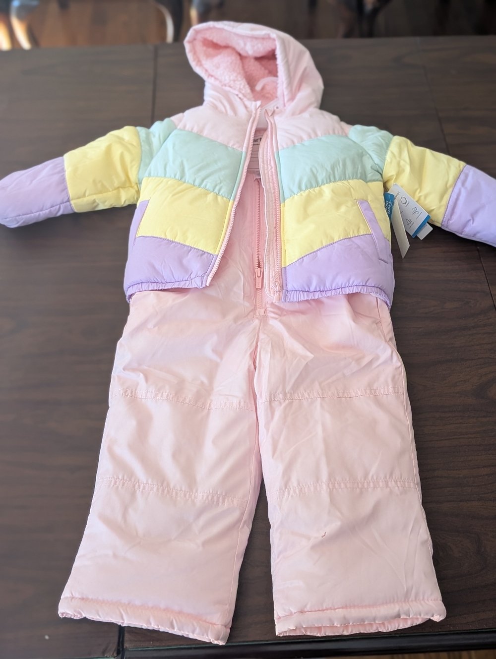 New with Tags 3T Snowsuit Pants Bibs Coat Jacket Insulated Fleece Lined Rainbow